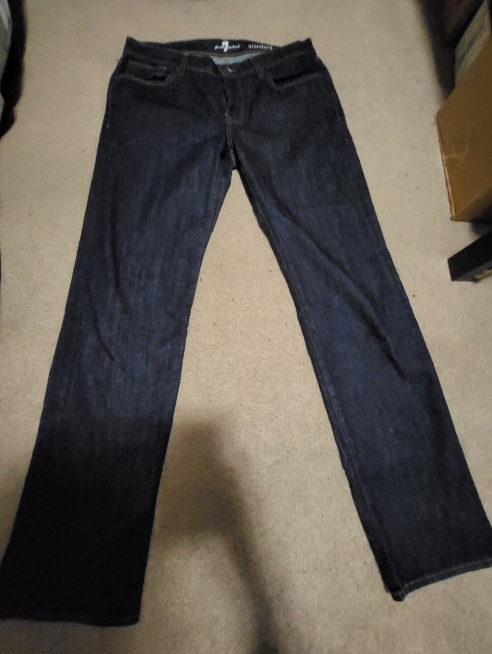 7 For All Mankind Standard Dark Indigo Straight-Leg Jeans Size 33